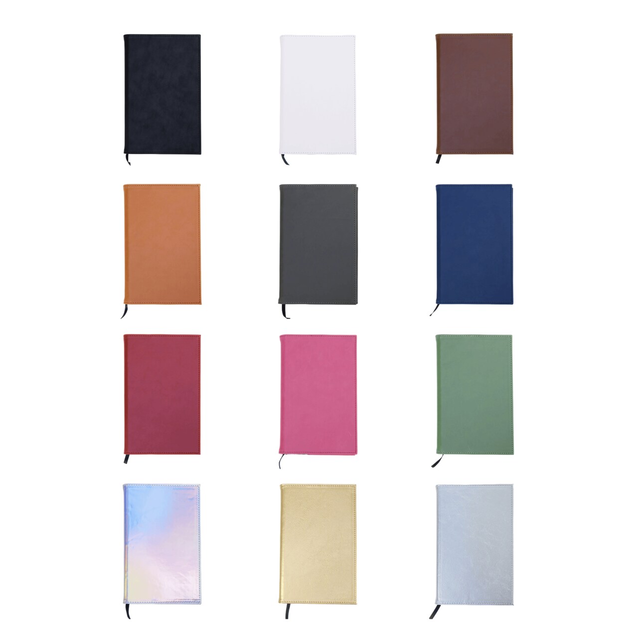 MakerFlo Laserette® Journal Notebook Sample Pack – 12 Engravable Vegan Leather Journals with Lined Pages and Gift Boxes,Wholesale & Bulk